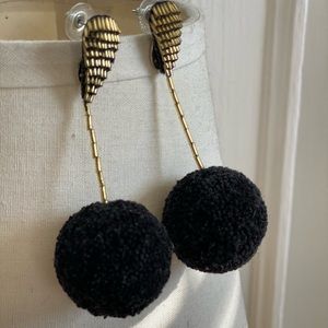 Mignonne Gavigan black and gold Pom Pom earrings